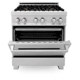ZLINE 30" Dual Fuel Range, DuraSnow, Stainless, Brass Burners, RAS-SN-BR-30