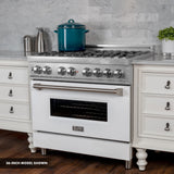 ZLINE 30" Dual Fuel Range, DuraSnow, Stainless, White Matte Door, RAS-WM-30