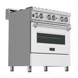ZLINE 30" Dual Fuel Range, DuraSnow, Stainless, White Matte Door, RAS-WM-30