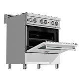 ZLINE 30" Dual Fuel Range, DuraSnow, Stainless, White Matte Door, RAS-WM-30