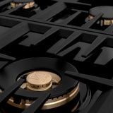ZLINE 30" Gas Cooktop with 4 Gas Brass Burners and Black Porcelain Top RC-BR-30-PBT