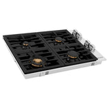 ZLINE 30" Gas Cooktop with 4 Gas Brass Burners and Black Porcelain Top RC-BR-30-PBT