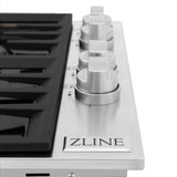 ZLINE 30" Gas Cooktop with 4 Gas Brass Burners and Black Porcelain Top RC-BR-30-PBT