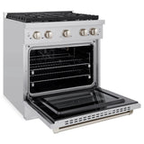 ZLINE 30 in. 4.2 cu. ft. 4 Burner Gas Range with Convection Gas Oven in Stainless Steel, SGR30