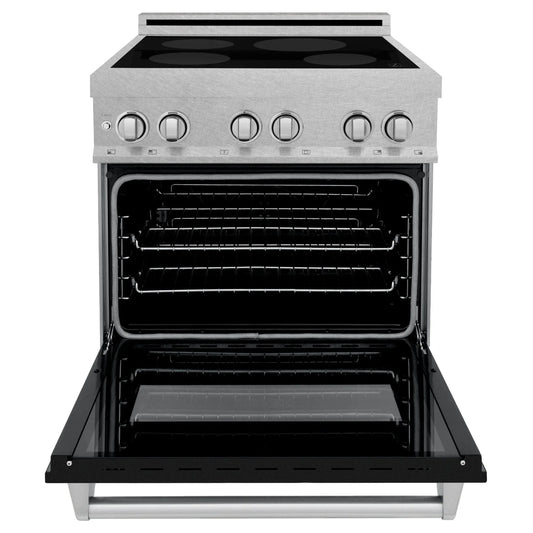 ZLINE 30" Induction Range in DuraSnow with a 4 Element Stove and Electric Oven RAINDS-BLM-30
