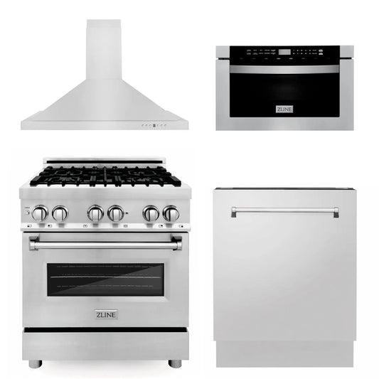 ZLINE 30 " Package Range RA30, Range Hood KB, Microwave MWD-1 , Dishwasher DWV-24,  4KP-RARH30-MWDW