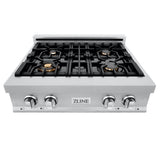 ZLINE 30" Porcelain Rangetop, DuraSnow®, 4 Brass Burners, RTS-BR-30