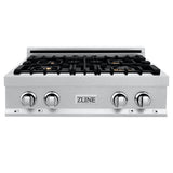 ZLINE 30" Porcelain Rangetop, DuraSnow®, 4 Brass Burners, RTS-BR-30