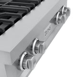 ZLINE 30" Porcelain Rangetop With 4 Gas Brass Burners, RT-BR-30