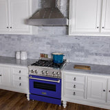 ZLINE 30" Professional Dual Fuel Range, Blue Matte Door, RA-BM-30