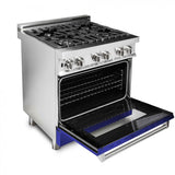 ZLINE 30" Professional Dual Fuel Range, Blue Matte Door, RA-BM-30