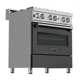 ZLINE 30" Professional Dual Fuel Range, Snow Stainless, Black Matte Door, RAS-BLM-30