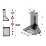 ZLINE 30" Professional Wall Range Hood, Stainless Steel, 587CRN-30