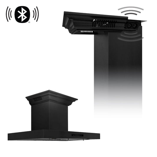 ZLINE 30" Range Hood, Black Stainless Steel, Speakers, BSKENCRN-BT-30