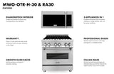 ZLINE 30" Range RA30 & Microwave MWO-OTR-H-30 Bundle, 2KP-RAOTRH30