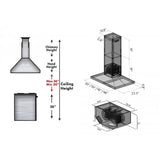 ZLINE 30" Remote Dual Blower Stainless Island Range Hood, GL2i-RD-30