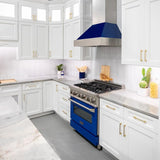 ZLINE 30" Snow Finish Wall Range Hood, Blue Gloss Shell, 8654BG-30