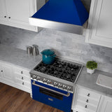 ZLINE 30" Snow Finish Wall Range Hood, Blue Gloss Shell, 8654BG-30