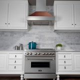 ZLINE 30" Snow Finish Wall Range Hood, Hammered Copper Shell, 8654HH-30