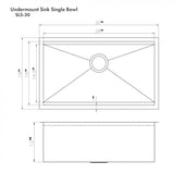 ZLINE 30" Undermount Single Bowl Ledge Sink Stainless Steel, SLS-30S