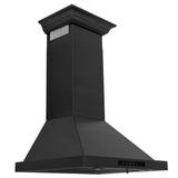 ZLINE 30" Wall Range Hood, Black Stainless, Crown Molding, BSKBNCRN-30