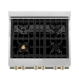 ZLINE 30"Autograph, Dual Fuel Range, Stainless, Gold Accents, RAZ-WM-30-G