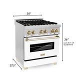 ZLINE 30"Autograph, Dual Fuel Range, Stainless, Gold Accents, RAZ-WM-30-G