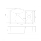 ZLINE 33" Undermount Double Bowl Sink in Stainless Steel, SC70D-33