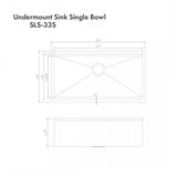ZLINE 33" Undermount Single Bowl Ledge Sink Stainless Steel, SLS-33S