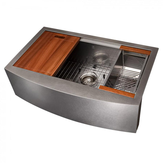 ZLINE 33" Undermount Single Bowl Ledge Sink Stainless Steel, SLSAP-33