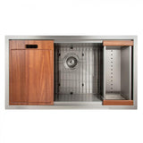 ZLINE 33" Undermount Single Bowl Ledge Sink, Stainless with Accessories, SLS-33