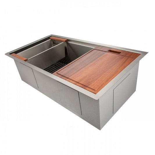 ZLINE 33" Undermount Single Bowl Ledge Sink, Stainless with Accessories, SLS-33