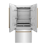 ZLINE 36" Autograph 19.6 cu. ft. 2-Door Bottom Freezer Fridge Water/Ice Dispenser Stainless Steel Champagne Bronze Accents RBIVZ-304-36-CB