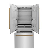 ZLINE 36" Autograph 19.6 cu. ft. 2-Door Bottom Freezer Fridge Water/Ice Dispenser Stainless Steel Champagne Bronze Accents RBIVZ-304-36-CB