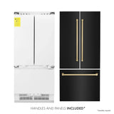 ZLINE 36" Autograph 19.6 cu. ft. 3-Door French Door Fridge Water/Ice Dispenser Black Stainless Steel Champagne Bronze Accents RBIVZ-BS-36-CB