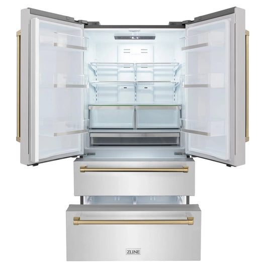 ZLINE 36" Autograph 22.5 cu. ft French Door Refrigerator with Ice Maker in Fingerprint Resistant Stainless Steel RFMZ-36-CB