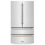 ZLINE 36" Autograph 22.5 cu. ft French Door Refrigerator with Ice Maker  Stainless Steel RFMZ-36-G