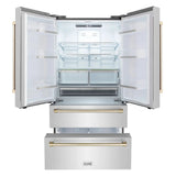 ZLINE 36" Autograph 22.5 cu. ft French Door Refrigerator with Ice Maker  Stainless Steel RFMZ-36-G