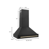 ZLINE 36" Autograph Black Stainless Wall Range Hood, Bronze, BS655Z-36-CB