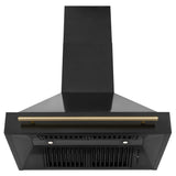 ZLINE 36" Autograph Black Stainless Wall Range Hood, Bronze, BS655Z-36-CB