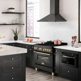 ZLINE 36" Autograph Dual Fuel Range, Black Stainless, Gold, RABZ-36-G