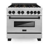 ZLINE 36" Autograph Dual Fuel Range, DuraSnow, Black, RASZ-SN-36-MB