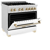 ZLINE 36" Autograph Dual Fuel Range, DuraSnow, White door, RASZ-WM-36-CB