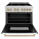 ZLINE 36" Autograph Dual Fuel Range, DuraSnow, White door, RASZ-WM-36-CB