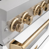 ZLINE 36" Autograph Dual Fuel Range, DuraSnow, White,Gold,RASZ-WM-36-G
