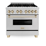 ZLINE 36" Autograph Dual Fuel Range, DuraSnow,Champagne, RASZ-SN-36-CB