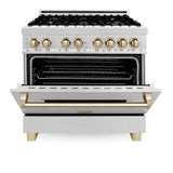 ZLINE 36" Autograph Dual Fuel Range, DuraSnow,Champagne, RASZ-SN-36-CB