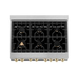 ZLINE 36" Autograph Dual Fuel Range, White, Champaign Accents, RAZ-WM-36-CB