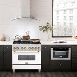 ZLINE 36" Autograph Dual Fuel Range, White, Champaign Accents, RAZ-WM-36-CB