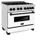 ZLINE 36" Autograph Dual Fuel Range, White Door, RAZ-WM-36-MB